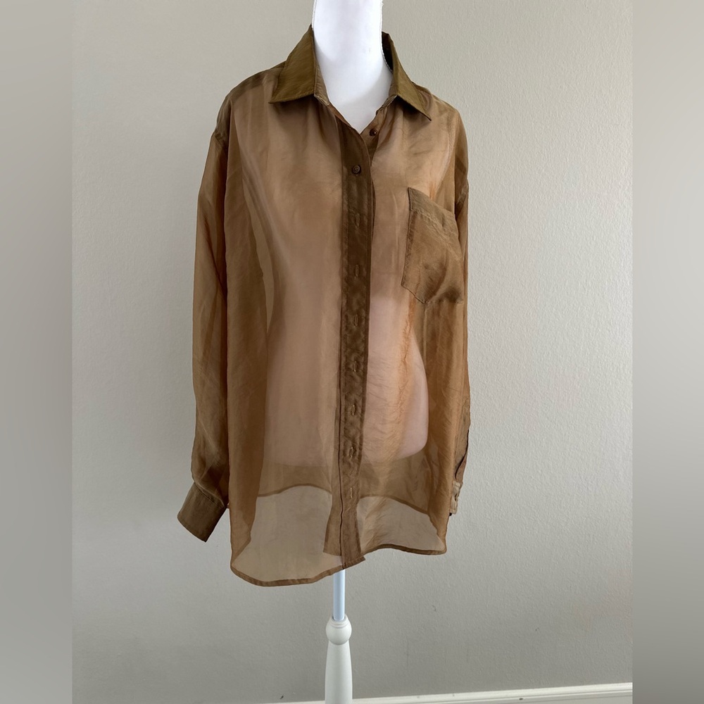Reformation Eli Oversized Sheer Shirt - Picture 5 of 11